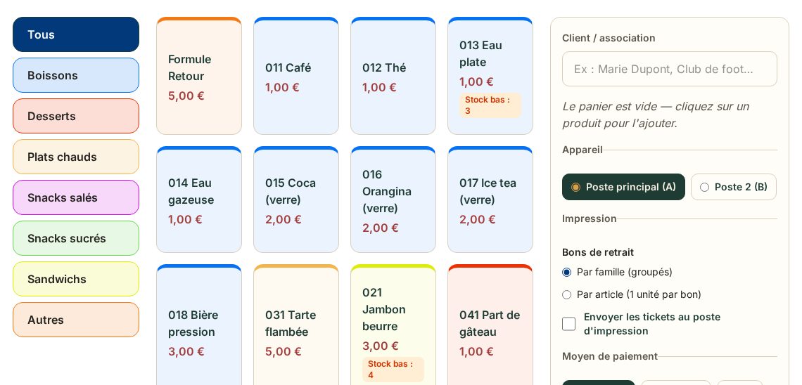Vue la caisse de BuvetteAsso